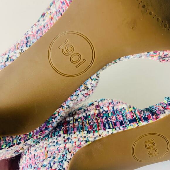 1901 Size 7M Pastel Tweed Plaid Bow Kitten Heel Pumps Pointed Toe Twee Coquette - Picture 15 of 16